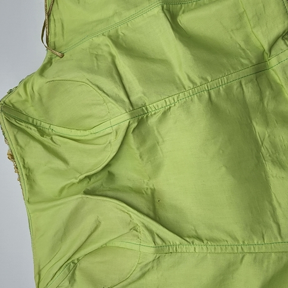 AusM Vintage Green Foral Beaded Bodice Corset Top - Picture 13 of 16